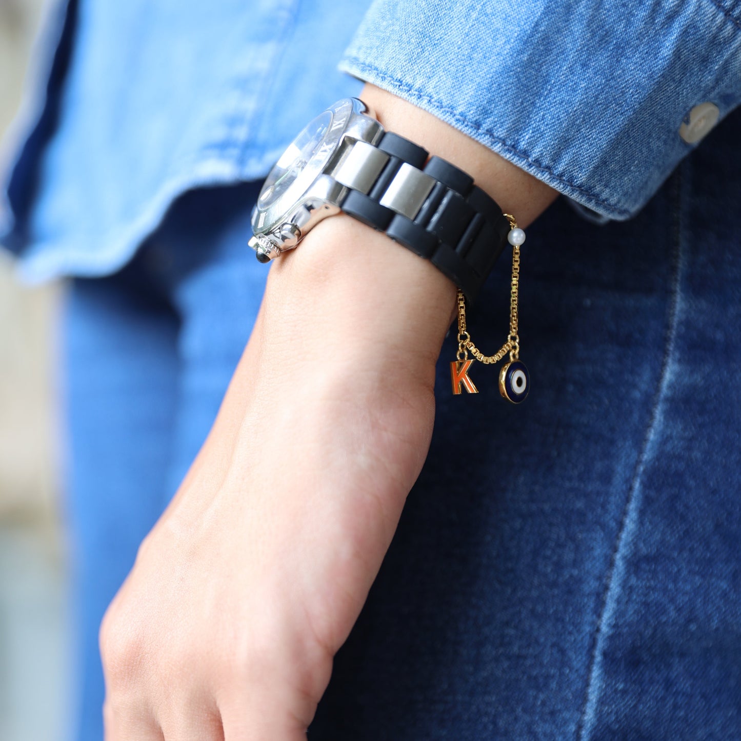 Evil Eye Initial Watch Charm