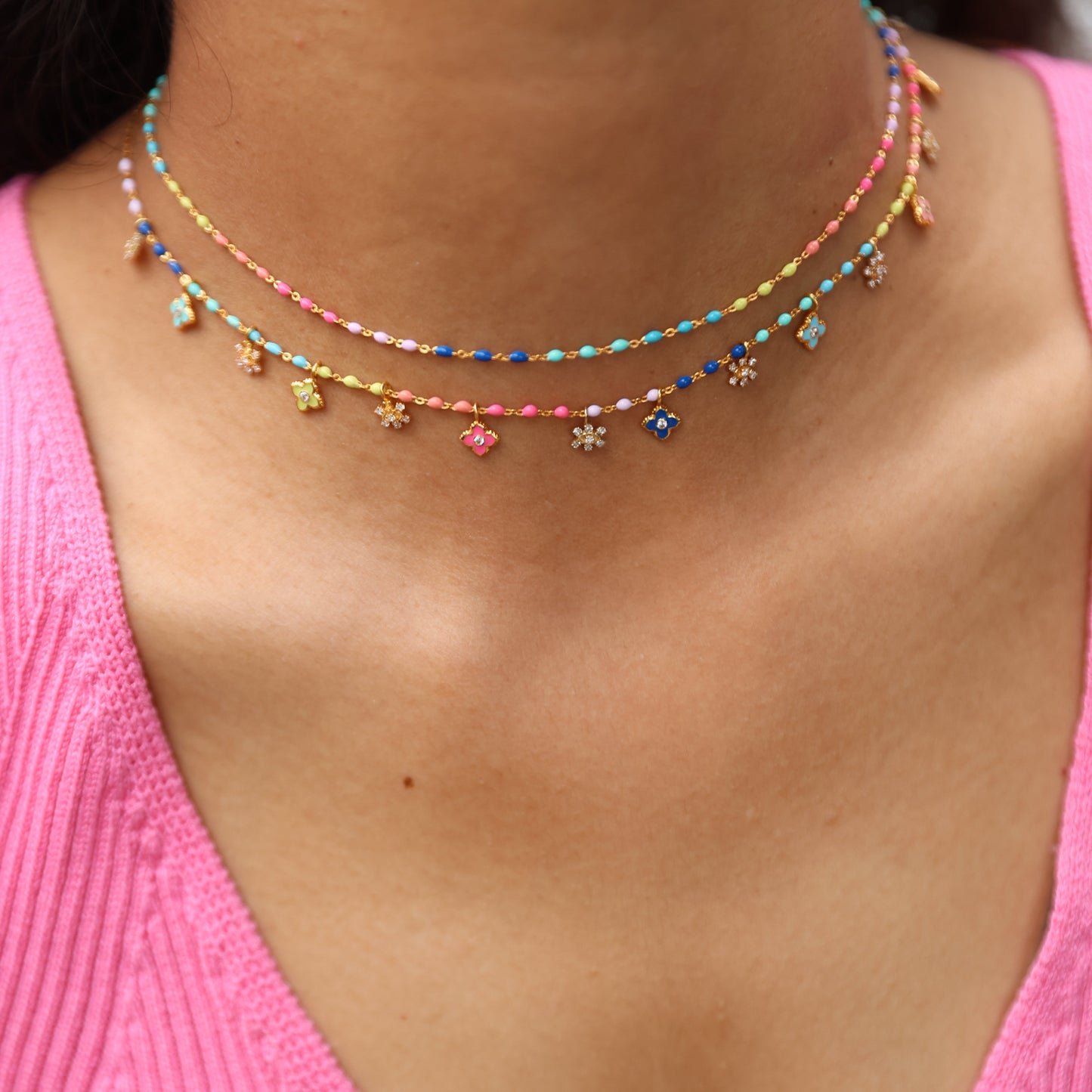 Clover Multi Charm Necklace